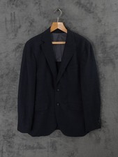 Hackett London Jacket Mens 40L Navy Cotton Blazer Smart Glen Plaid Unstructured