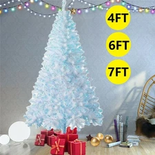 4/5/6/7FT Artificial Christmas Tree Xmas w/Metal Stand&Light Holiday Home  White