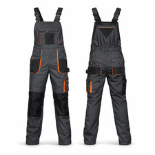 Mens Bib Brace Dungarees Workwear Multi Pockets Knee Pad Pockets Toughwear