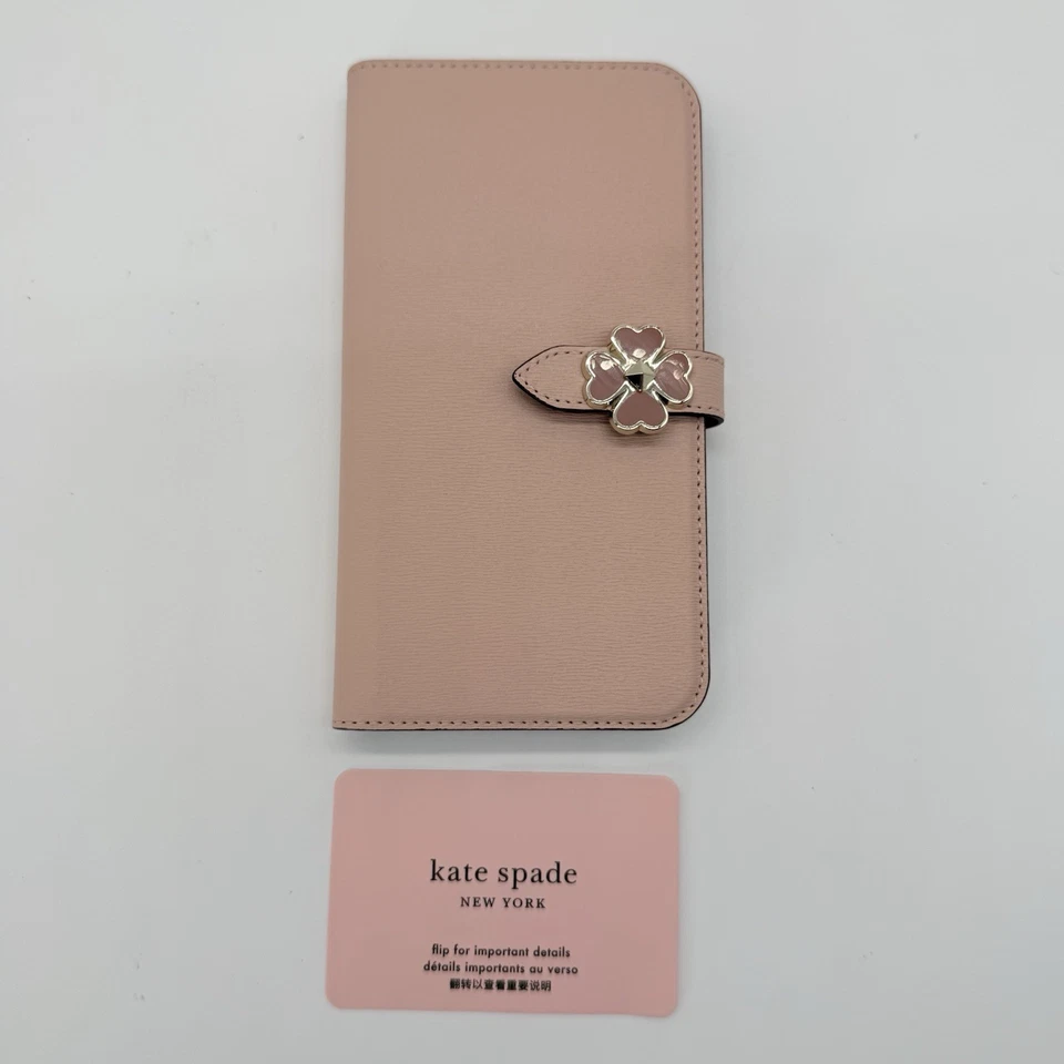 Kate Spade New York iPhone X/XS Case Folio Wallet MagSafe Pink Flower Leather - Image 1 of 4
