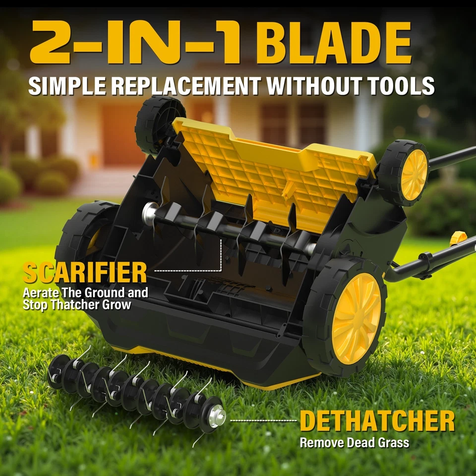 Escotilladora y escarificadora eléctrica, escogedora de césped de 13” 12 amperios Foto 3 de 4