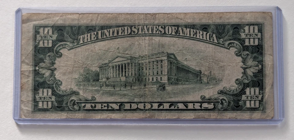 US Ten Dollars, 1934 D, $10 Federal Reserve Note  - Image 2 of 2