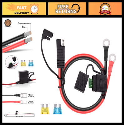 SAE Battery Connector 10 Gauge Wire, O Ring Terminal, 2-Pin Quick Disconnect Cab