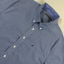Nautica Men's XL Blue checked cotton Short Sleeve button front