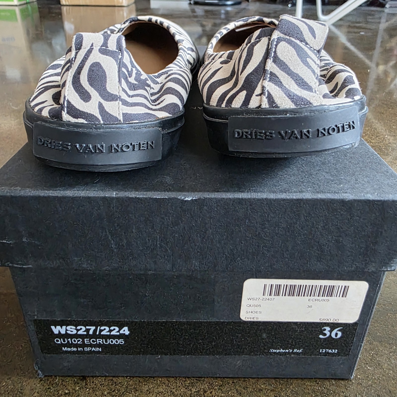Dries Van Noten Zebra Leather Ballet Flats – NIB, Size 36, RRP $890, Balletcore image 3