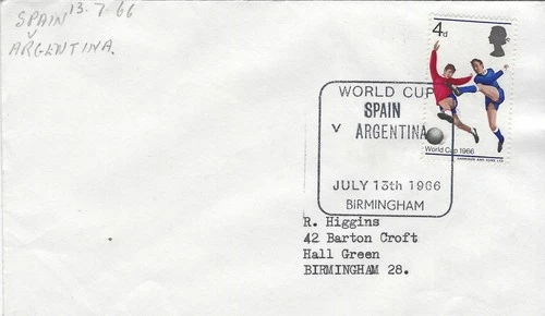 GB 1966 WORLD CUP COVER - SPAIN V ARGENTINA