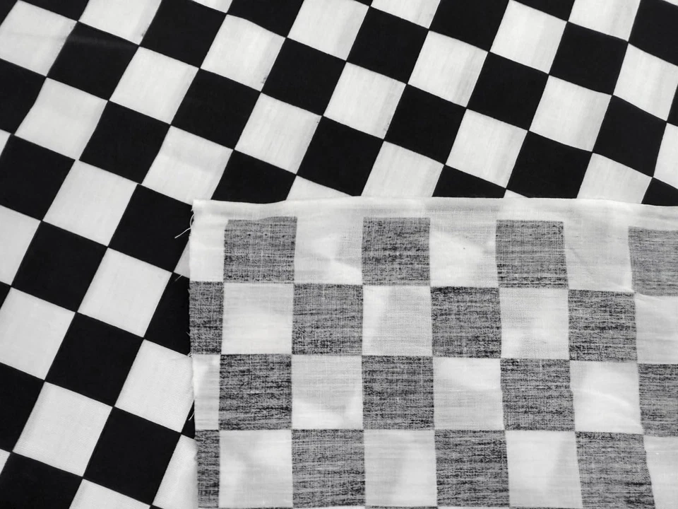 1" Squares Checkered Gingham Black and White Pattern 45'' Wide Polycotton Fabric - Image 3 of 4