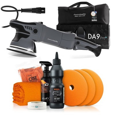 Exzenter Poliermaschine chemicalworkz DA9 Pro Max mit ADBL Politurset 8-tlg.