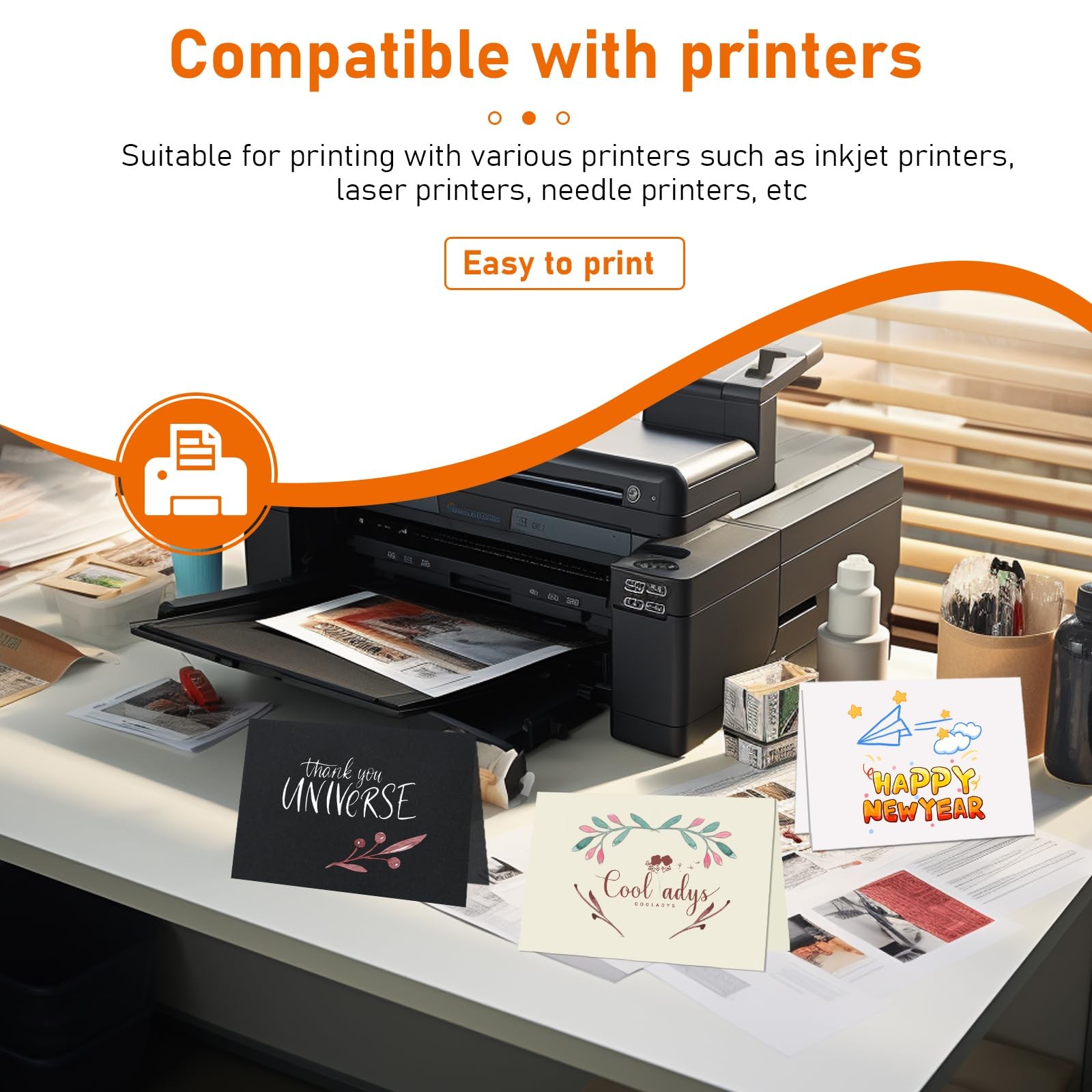 100 Packs Cream Blank Cards and Envelopes 5 x 7 Off White Heavyweight Folded ... thumbnail 3