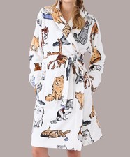 New Vera Bradley A Cat's Life Cream Fleece Robe Small Medium Large XL 2XL 3XL