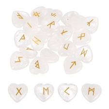 25Pcs Clear Quartz Rune Stones Set with Engraved Elder Futhark Alphabet