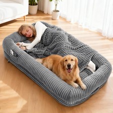 Foldable Human Sized Orthopedic Dog Bed 72 Inch Light Grey