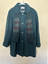 vintage Herman Kay Hunter Green wool blend coat with matching scarf Size 16 NWT