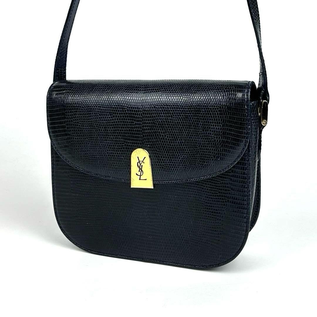 Borsa a tracolla Yves Saint Laurent lucertola blu scuro usata