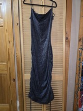 Nasty Gal Charcoal Shimmer Dress With Adjustable Sides And Straps. Size 10