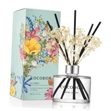 COCODOR Flower Reed Diffuser Set / Real Flower/6.7Ounce/1Pack White Jasmine