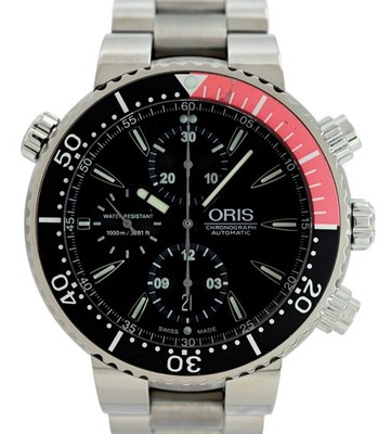 Oris 47mm Men's Scuba Diver Automatic Titanium 1000M Chrono Watch! Ref: 7599!