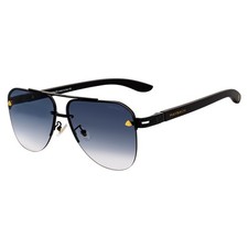 Maybach Large Rimless Metal Aviator Sunglasses Black Frame Smoke Fade Lens MH4