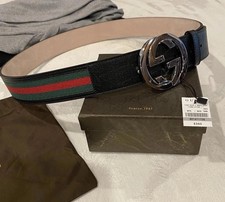 Authentic Gucci Web Belt Black Green Red Stripe, Size 100cm Men’s 34-36