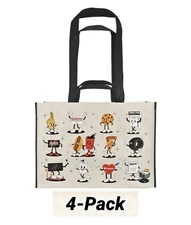 Costco Cartoon Highlights Reusable Shopping Tote Bag Kirkland Heavy Duty 4-Pack