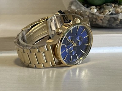 Reloj cronógrafo hombre nixon centinela azul rayos de sol a386-1922 oro s/acero 42mm - Imagen 1 de 4