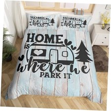 Farmhouse Rustic Camping Duvet Cover Queen for Queen 90"x90" Multi 16