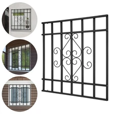 24"x 24" Security Window Bar Guard Iron BLACK Classic Scroll Security Grill Home