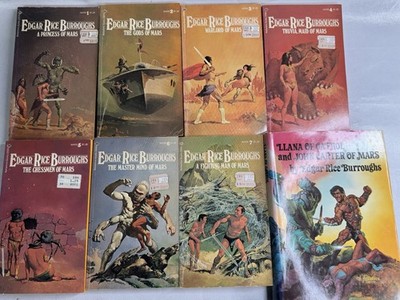 Edgar Rice Burroughs Mars Series Vintage Sci-Fi Paperback Books LOT OF 8