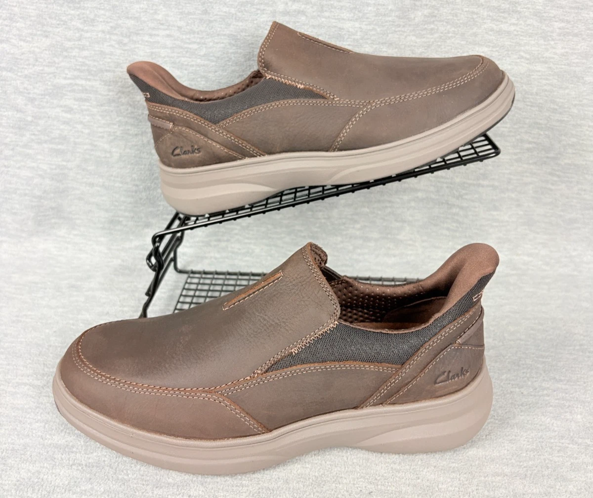 Clarks Tilden Shoes Men\'s 9.5 Dark Tan Leather Comfort Slip-On Dress Formal Men main image 3