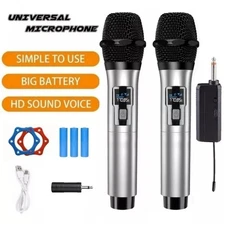2PCS Wireless VHF Professional Microphone Handheld Mic System Karaoke w/Receiver