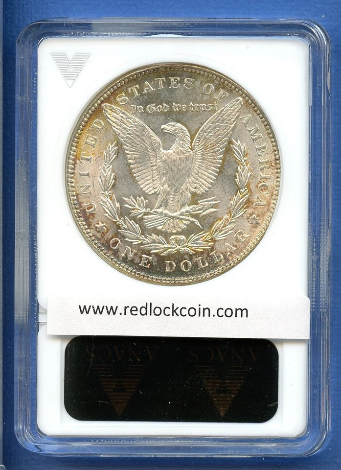 Серебряный Моргановский доллар 1887 P ANACS MS63 $1 1887-P MS-63 редкая MPD неуместная дата - Изображение 2 из 3