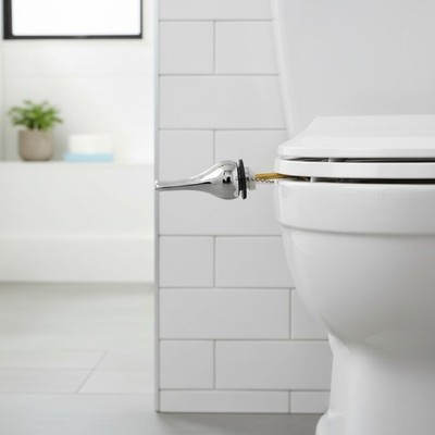 Universal Toilet Tank Flush Lever in Chrome Finish for Side Mount Applications