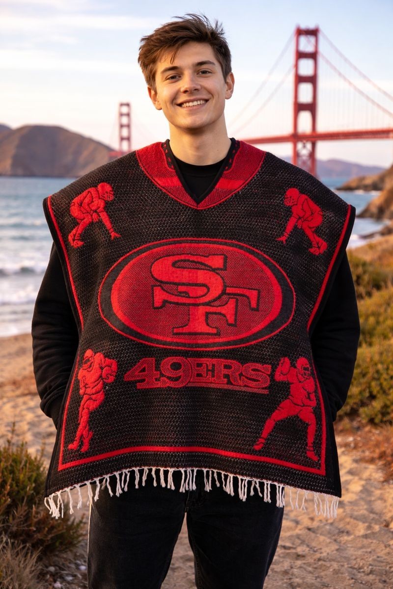 NFL San Francisco 49ers Reversible handmade poncho (black) | eBay