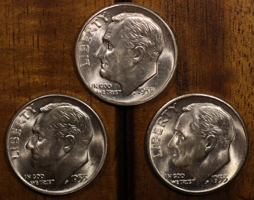 1953 P D S  Roosevelt Dimes  CH BU  LUSTER! 90% Silver OBW ROLL