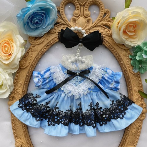 15cm20cm Plush Doll's Clothes Cosplay Outfits Sky Blue Dress Lace Skirt+Headwear - Picture 3 of 5
