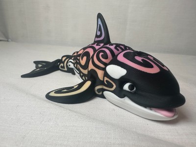 3D Printed Tattooed Orca Decorative Figurine Fidget