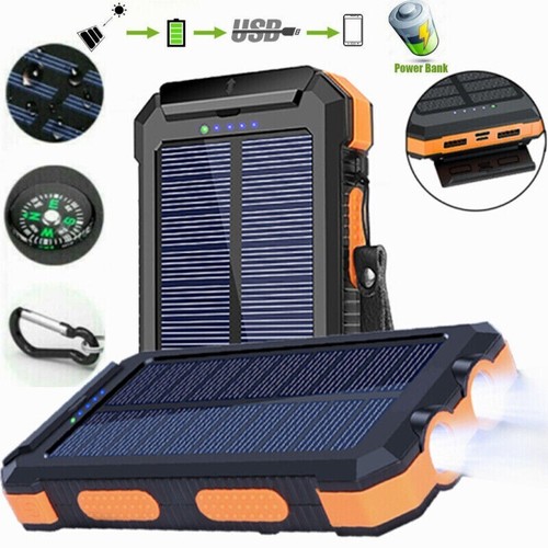 2024 New Solar Power Bank 900000mAh 2USB LED Travel Backup Fast Battery Charger