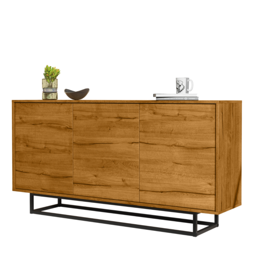 160cm Loft Retro Industrial Sideboard I Vintage Oak TV Unit Cabinet I Cupboard - Picture 8 of 9