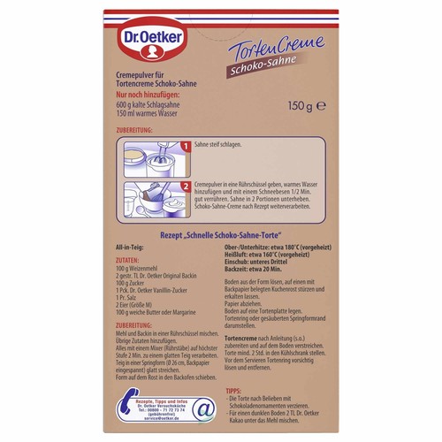 Dr. Oetker Tortencreme Schoko Sahne 6er Pack 6x150g Packung usy Block - Bild 3 von 5