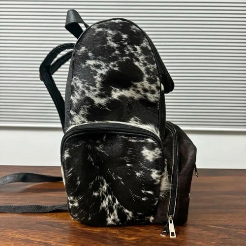 Rindsleder Windelrucksack - Echthaar-Auf Leder Western Style Babytasche für Mamas - Bild 4 von 8