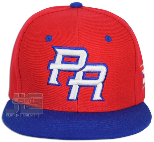 Puerto Rico Snap back Hat Flag 3D PR Flat Bill Rico Baseball Acrylic Cap NEW - Picture 65 of 73