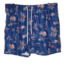 Tommy Bahama XL Navy Blue Mesh Turtle Palm Hula Lined Men's Swim Trunks