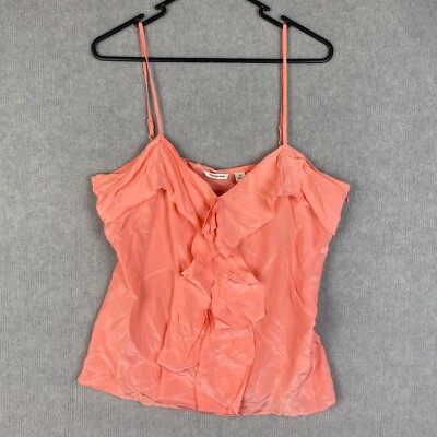 Country Road Top Womens XL Pink Pure Silk Cami Slip Blouse Ruffle Side Zip