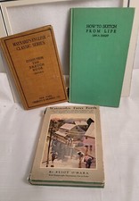 3 Sketch Books "How to Sketch from Life" "Sketch Book" "Watercolors fares forth"