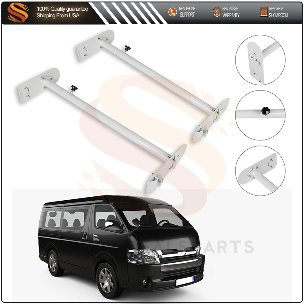 2 Bars Fullsize Van Roof Ladder Rack 2 Bar Steel Black For 1996-On Chevy Express