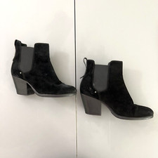 Rag  Bone Suede Boots Women's 38 US 8 Black Chelsea Ankle Block Heel