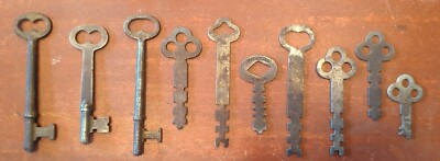 #ad #ad Lot of 10 Antique Padlock Lock Keys 1800s 1920s — Some Unusual Keys $31.79