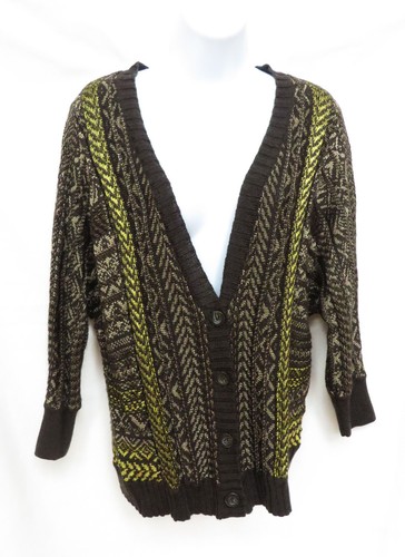 RACHEL ROY Womens Brown Wool Blend 3/4 Sleeve V-Neck Cardigan Sweater M - Bild 1 von 3