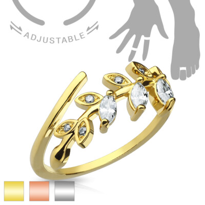 Fingerspitzenring Midi Knöchel Nagel Ring Zehenring Blatt Blätter Leaf Boho