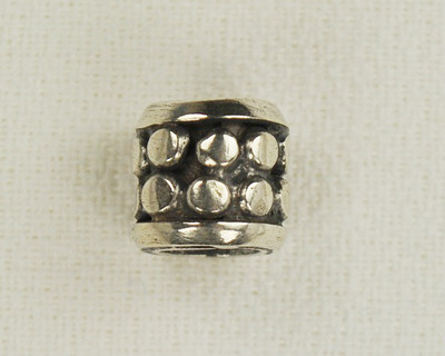 Sterling Silver Bali Large Hole Dotted Cylinder .925 European Barrel Drum Bead 